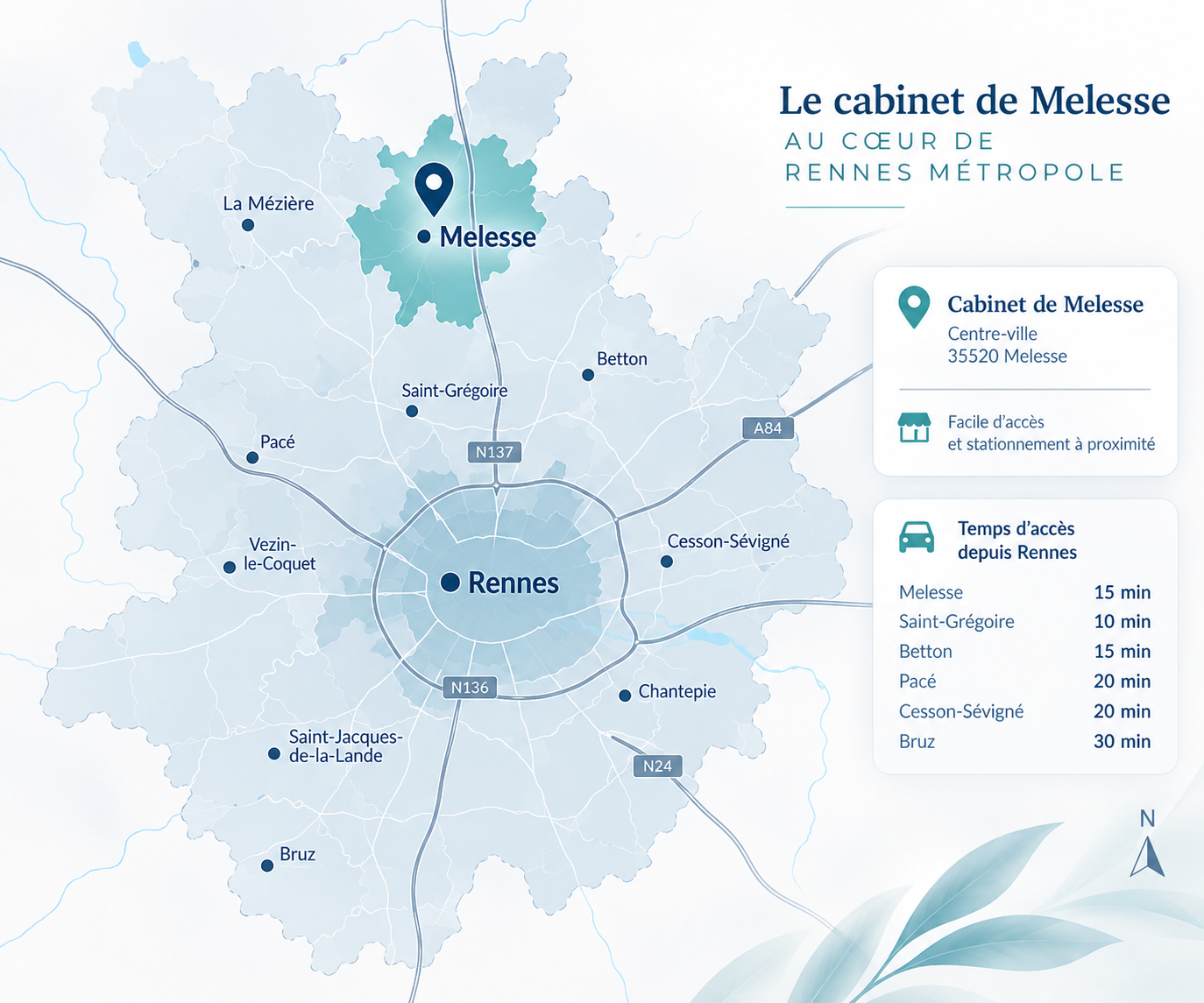 Plan d’accès au cabinet d’ostéopathie Antoine Chollet, 7 rue de Saint-Germain à Melesse